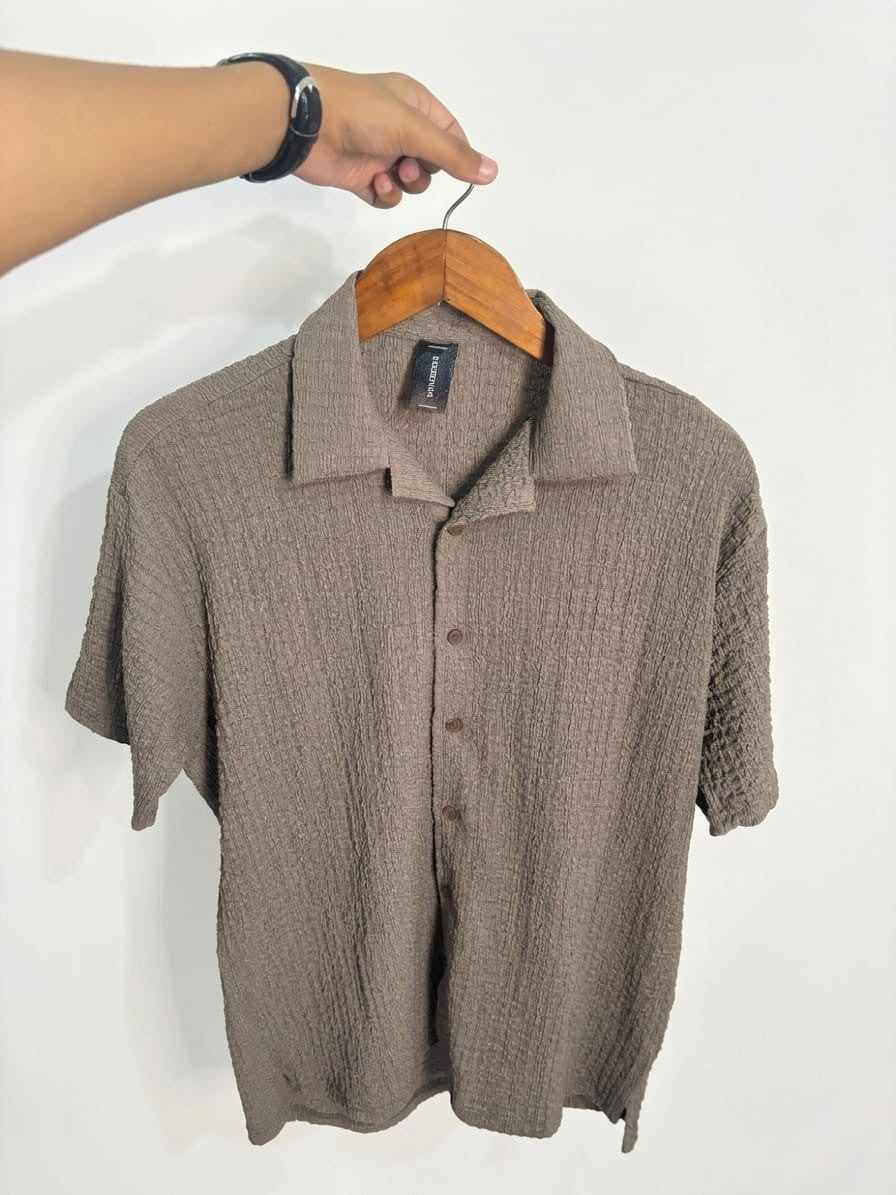 Knitted cuban shirt-Brown