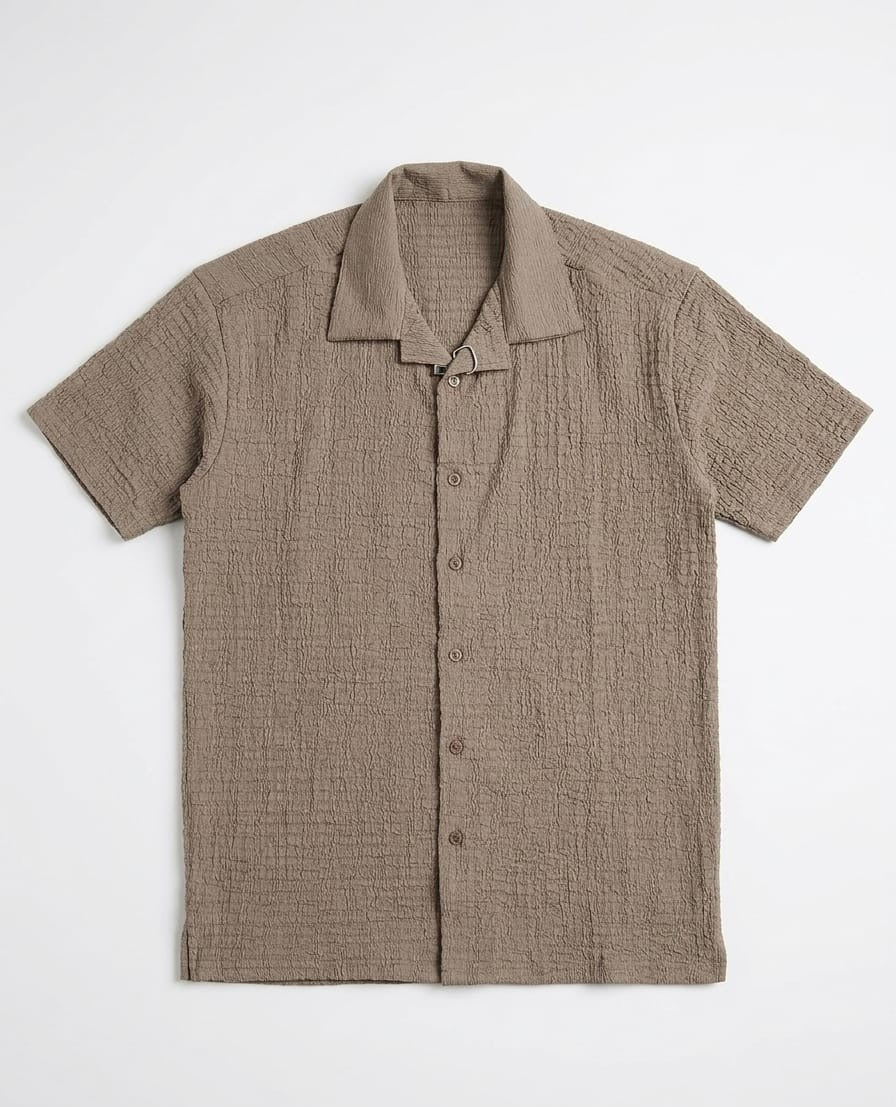 Knitted cuban shirt-Brown