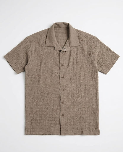 Knitted cuban shirt-Brown
